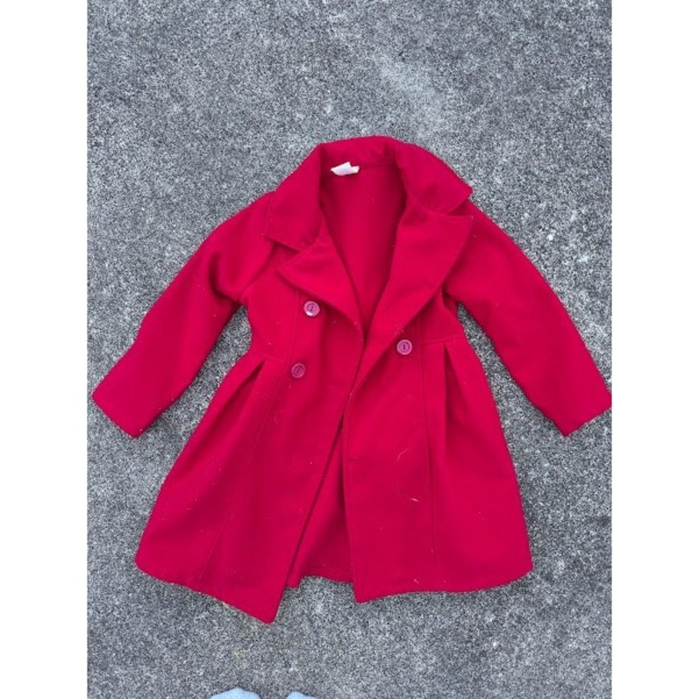Just Kids Girls Red Double Breasted Pea Coat Flared Dress Jacket Size Small